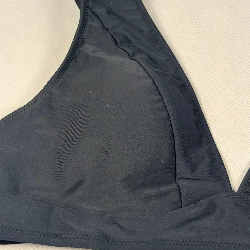 Hilinker Black Triangle Bikini Top‎ Adjustable Straps Removable Padding Size L